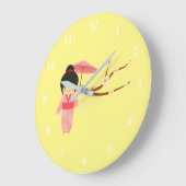 Niedlich-Japanisch-rosa Cherry Blossom Geisha Große Wanduhr (Winkel)