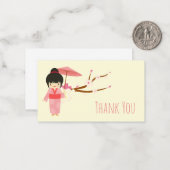 Niedlich-Japanisch-rosa Cherry Blossom Geisha Mitteilungskarte (Vorderseite/Rückseite Beispiel)