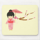 Niedlich-Japanisch-rosa Cherry Blossom Geisha Mousepad (Vorne)