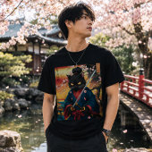 Niedlich Japanisch Samurai Cat T-Shirt
