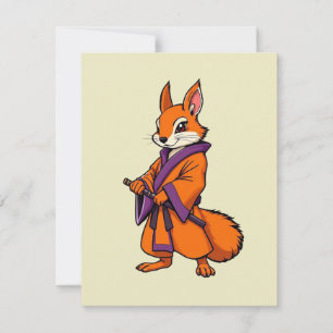 Niedlich Japanisch Samurai Eichhörnchen Mitteilungskarte