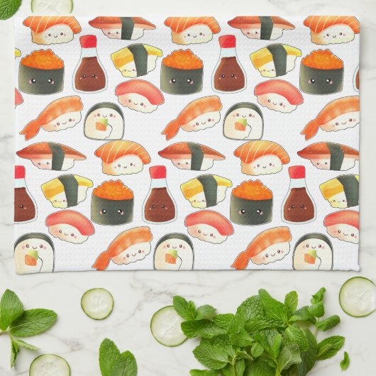 Niedlich Japanisch Sushi Geschirrtuch (Gefaltet)