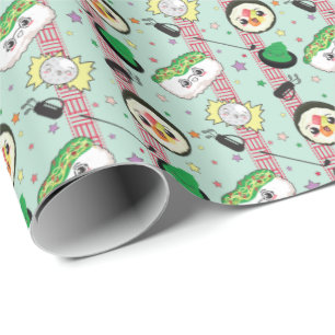 Niedlich Japanisch Sushi Lover Golfing Pattern Geschenkpapier