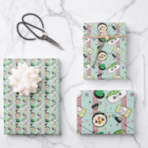 Niedlich Japanisch Sushi Lover Golfing Pattern Geschenkpapier Set