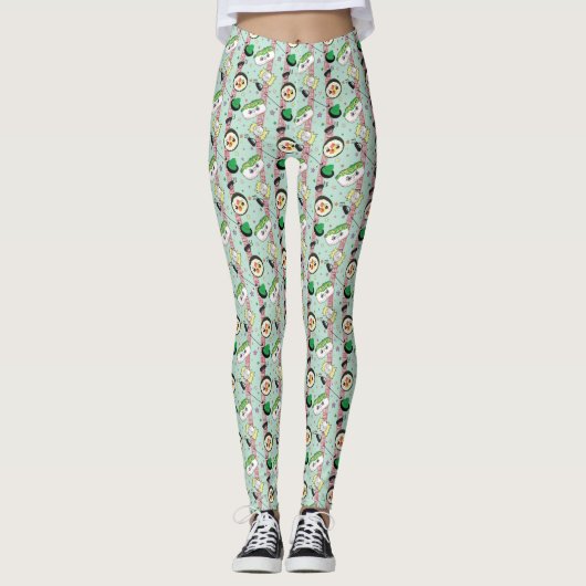 Niedlich Japanisch Sushi Lover Golfing Pattern Leggings (Vorderseite)