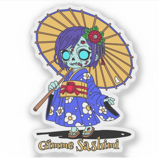 Niedlich Japanisch Zombie Aufkleber (Vorderseite)