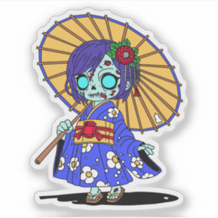 Niedlich Japanisch Zombie Aufkleber