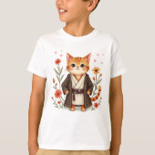 Niedlich Jedi Cat T - Shirt - Blumenkoffer Kitty (Vorderseite)