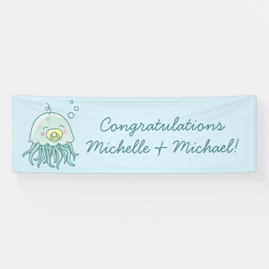 Niedlich Jellyfish Baby Shower Kawaii Banner (Horizontal)