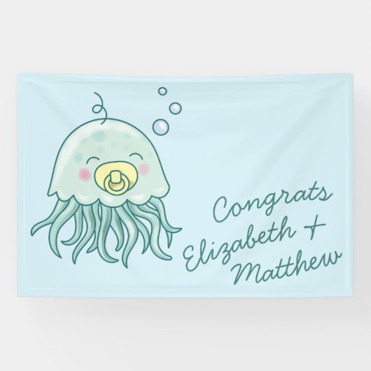 Niedlich Jellyfish Baby Shower Kawaii Banner (Horizontal)
