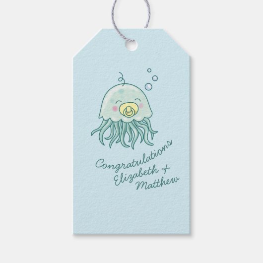 Niedlich Jellyfish Baby Shower Kawaii Geschenkanhänger (Vorderseite)