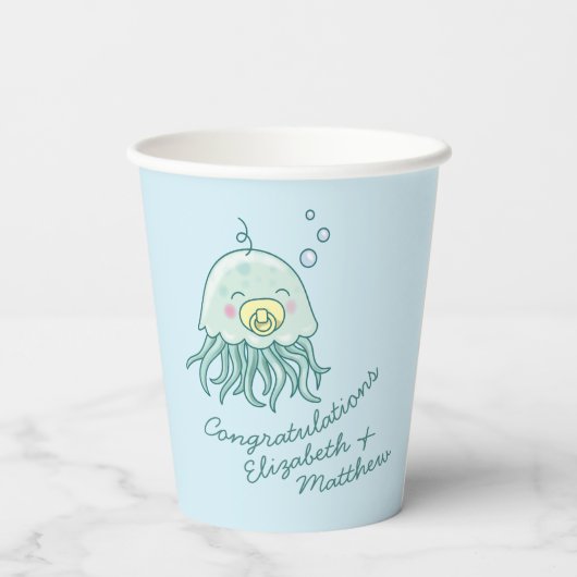 Niedlich Jellyfish Baby Shower Kawaii Pappbecher (Rückseite)