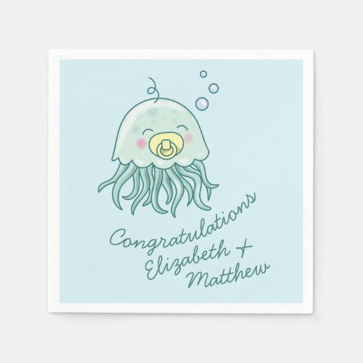 Niedlich Jellyfish Baby Shower Kawaii Serviette (Vorderseite)
