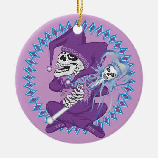 Niedlich Jester Skull Keramikornament (Vorne)
