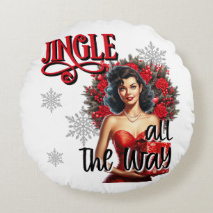 Niedlich Jingle ganz Way Vintag Pinup Rundes Kissen