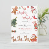 Niedlich Jingle & Mingle Red Christmas Party Einladung (Stehend Vorderseite)