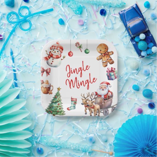 Niedlich Jingle und Mingle Christmas Pappteller (Party)