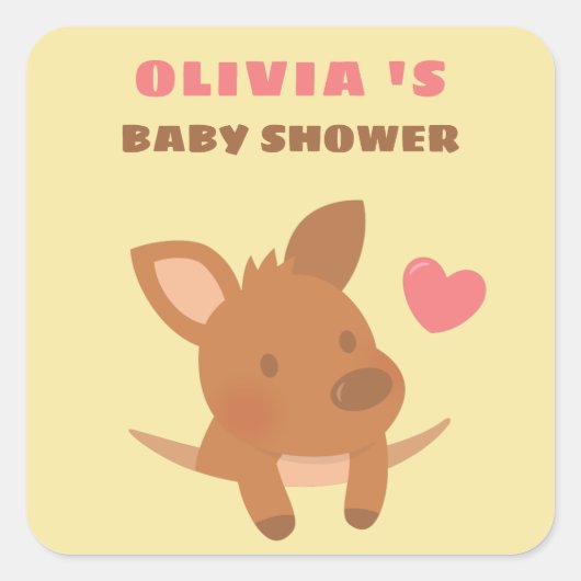 Niedlich Joey Kangaroo Baby Shower Deko Stickers (Vorderseite)