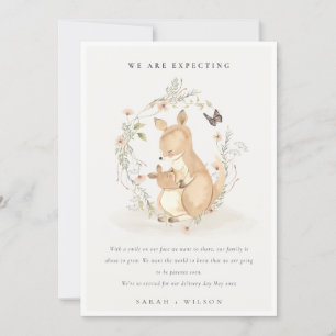Niedlich Joey Mama Kangaroo Floral Wreath Baby Ankündigung