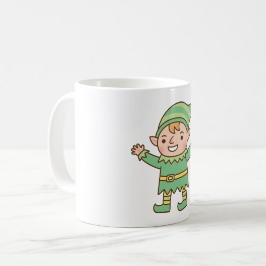 Niedlich Jolly Elf Doodle Kaffeetasse (Vorderseite Links)