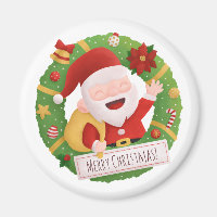 Niedlich Jolly Santa Claus Xmas Wreath Magnet