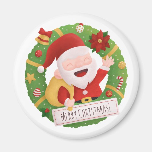 Niedlich Jolly Santa Claus Xmas Wreath Magnet (Vorne)