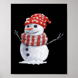 Niedlich Jolly Snowman Weihnachten Winterurlaub Sc Poster