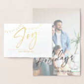 Niedlich Joy Foto Familienname String Light Christ Folienkarte (Anzeige)