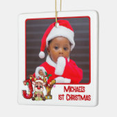 Niedlich Joy Reindeer 2 Foto Baby's 1. Weihnachten Keramikornament (Links)