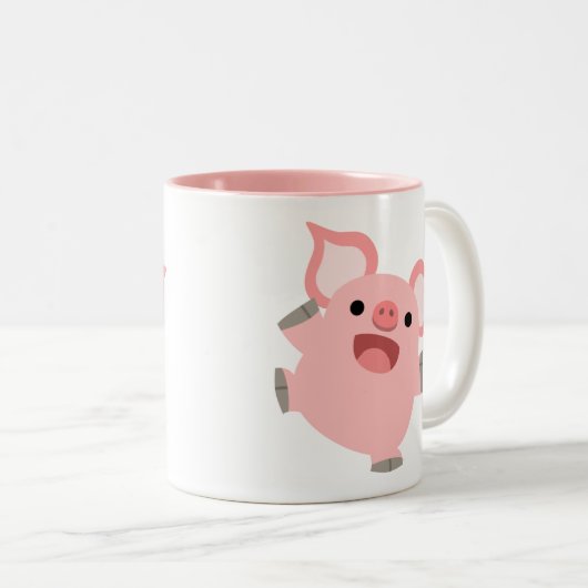 Niedlich Joyous Cartoon Pig Zweifarbige Tasse (VorderseiteRechts)