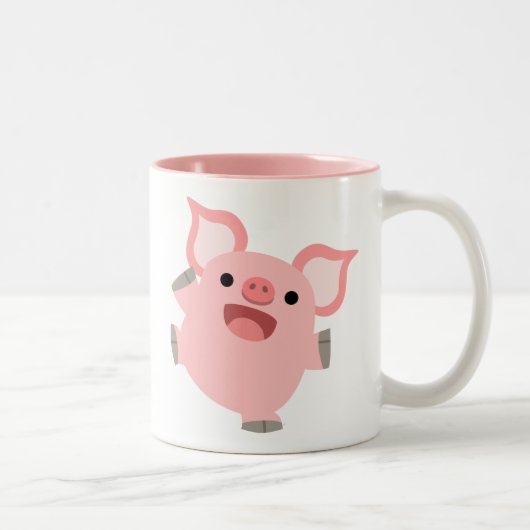 Niedlich Joyous Cartoon Pig Zweifarbige Tasse (Rechts)