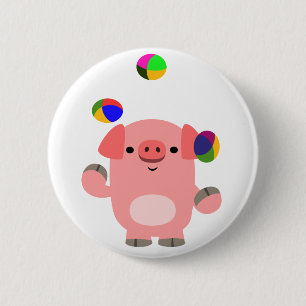 Niedlich Juggling Cartoon Pig Button