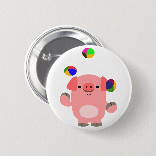 Niedlich Juggling Cartoon Pig Button (Vorne & Hinten)