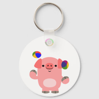 Niedlich Juggling Cartoon Pig Schlüsselanhänger