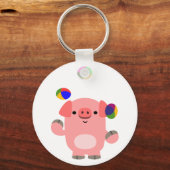 Niedlich Juggling Cartoon Pig Schlüsselanhänger (Vorderseite)