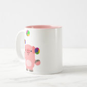 Niedlich Juggling Cartoon Pig Tasse (Vorderseite Links)