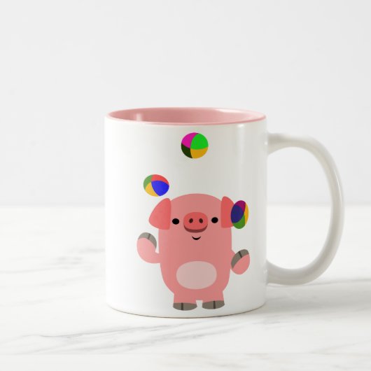 Niedlich Juggling Cartoon Pig Tasse (Rechts)