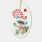 Niedlich Juggling Raccoon Kinder Weihnachten Keramik Ornament (Links)