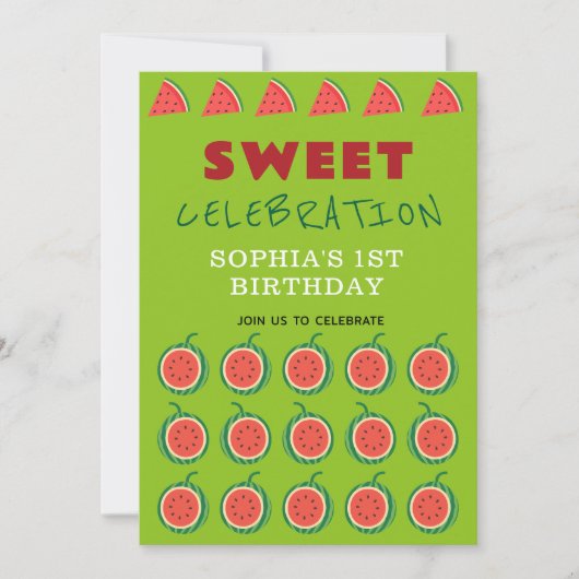 Niedlich & Juicy Watermelon Thema Einladung (Vorderseite)