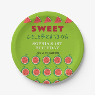 Niedlich & Juicy Watermelon Thema Einladung Pappteller