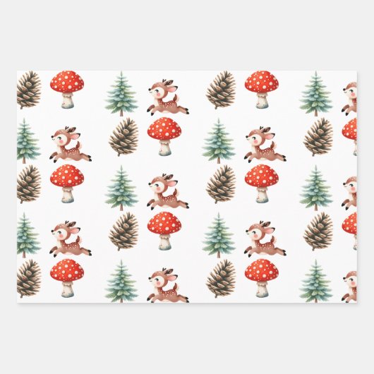 Niedlich Jumping Baby Rentier Pattern Weihnachten Geschenkpapier Set (Vorderseite)