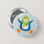 Niedlich Jumping Blue Pinguin Button / Button Abze (Vorne & Hinten)