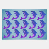 Niedlich Jumping Blue White Lila Green Delphine Geschenkpapier Set (Vorderseite 2)