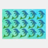 Niedlich Jumping Blue White Lila Green Delphine Geschenkpapier Set (Vorderseite 3)