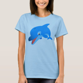Niedlich Jumping Cartoon Dolphin Women T - Shirt
