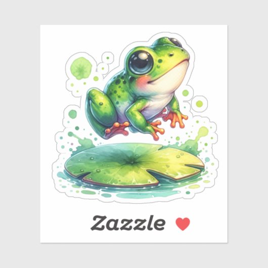 Niedlich Jumping Frog Whimsical Ai Art Aufkleber (Blatt)