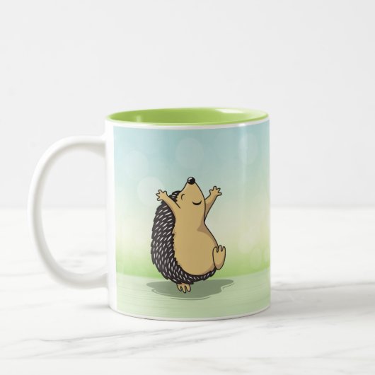 Niedlich Jumping Igel Green Zweifarbige Tasse (Links)