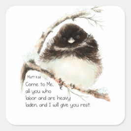 Niedlich Junco Bird, Scripture, Matt 11:28, Erholu Quadratischer Aufkleber