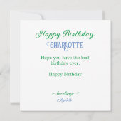 NIEDLICH JUNGLE THEMA KINDERGEBURTSTAG CAKE KARTE (Rückseite)