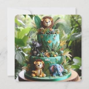 NIEDLICH JUNGLE THEMA KINDERGEBURTSTAG CAKE KARTE